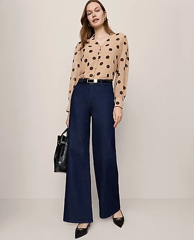 Ann Taylor The Wide-Leg Jean Classic Rinse Wash Women's