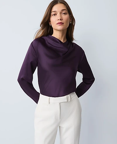 Ann Taylor Asymmetric Satin Top Women's