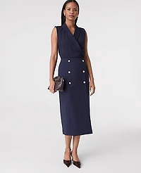 Ann Taylor Ponte Button Wrap Midi Skirt Night Sky Women's