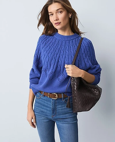 Ann Taylor Weekend Mixed Stitch Sweater Women's