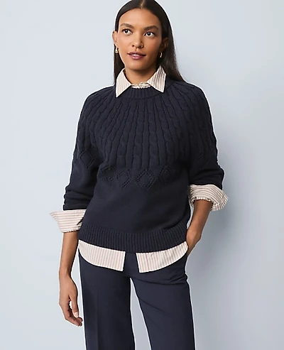 Ann Taylor Weekend Mixed Stitch Sweater Women's
