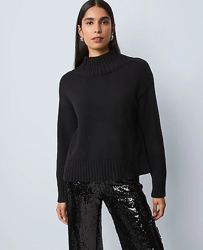 Ann Taylor Ribbed Mock Neck Sweater Women's