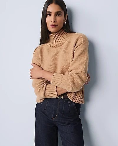 Ann Taylor Ribbed Mock Neck Sweater Women's