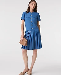 Ann Taylor Pleated Shift Dress Size 4 Refreshingly Blue Women's