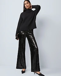 Ann Taylor The Perfect Wide-Leg Pant Sequin Black Women's