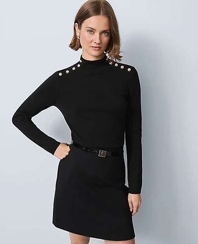 Ann Taylor Button Mock Neck Sweater Women's