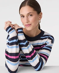 Ann Taylor Striped Crew Neck Sweater Sugar Plum Women's