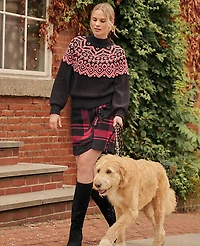 Ann Taylor Weekend Plaid Wrap Effect Skirt Black Women's