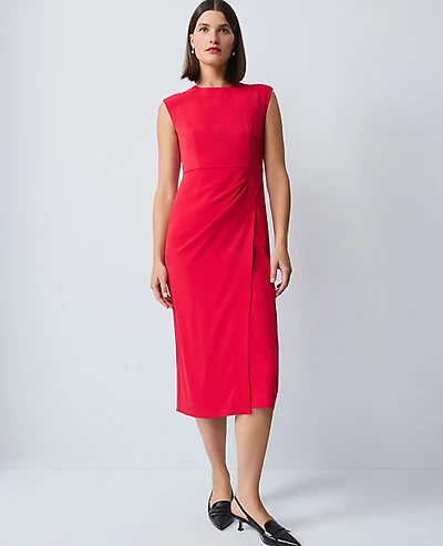 Ann Taylor Faux Wrap Sheath Dress Iconic Red Women's
