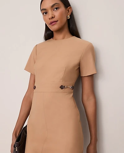 Ann Taylor Horsebit Midi Sheath Dress Size 6 Sesame Women's
