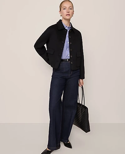 Ann Taylor Collared Double Face Jacket Black Women's