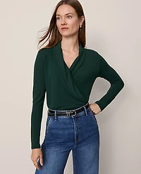 Ann Taylor Petite Shawl Collar Wrap Top Women's