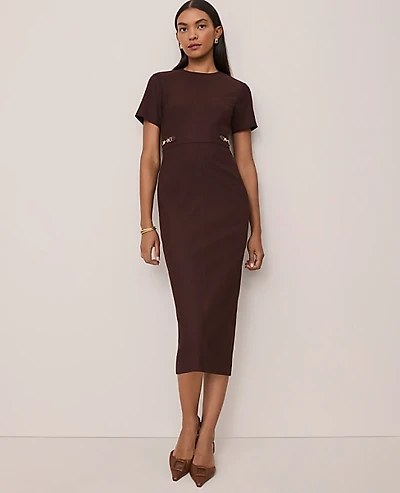 Ann Taylor Petite Horsebit Midi Sheath Dress Women's