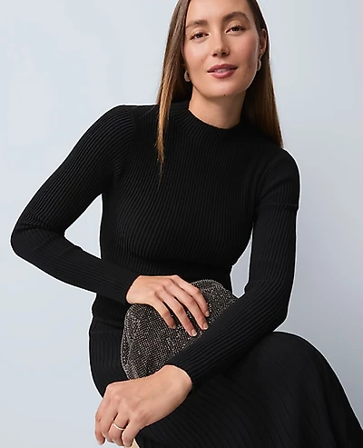 Ann Taylor Ribbed Mock Neck Sweater Dress Women's