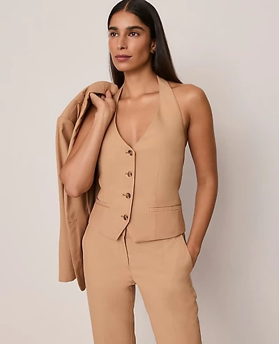 Ann Taylor The Petite Halter Vest Sesame Women's