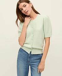 Ann Taylor Weekend Pointelle Crew Neck Cardigan Women's