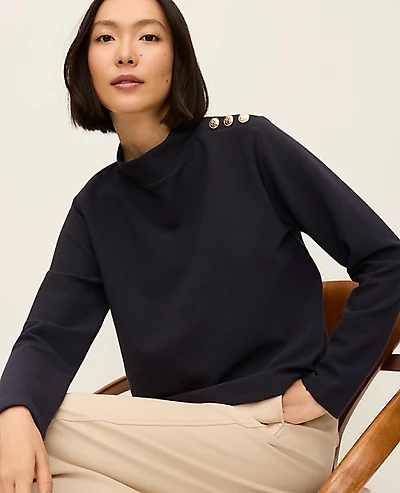 Ann Taylor Long Sleeve Mock Neck Top Women's