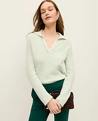 Ann Taylor Scallop Collar Sweater Pale Women's