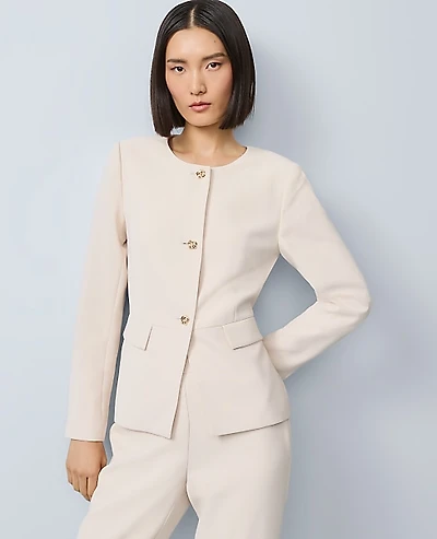 Ann Taylor Split Hem Jacket Ivory Whisper Women's