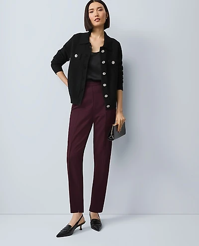 Ann Taylor The Natalie Pant Houndstooth Windsor Wine Women's