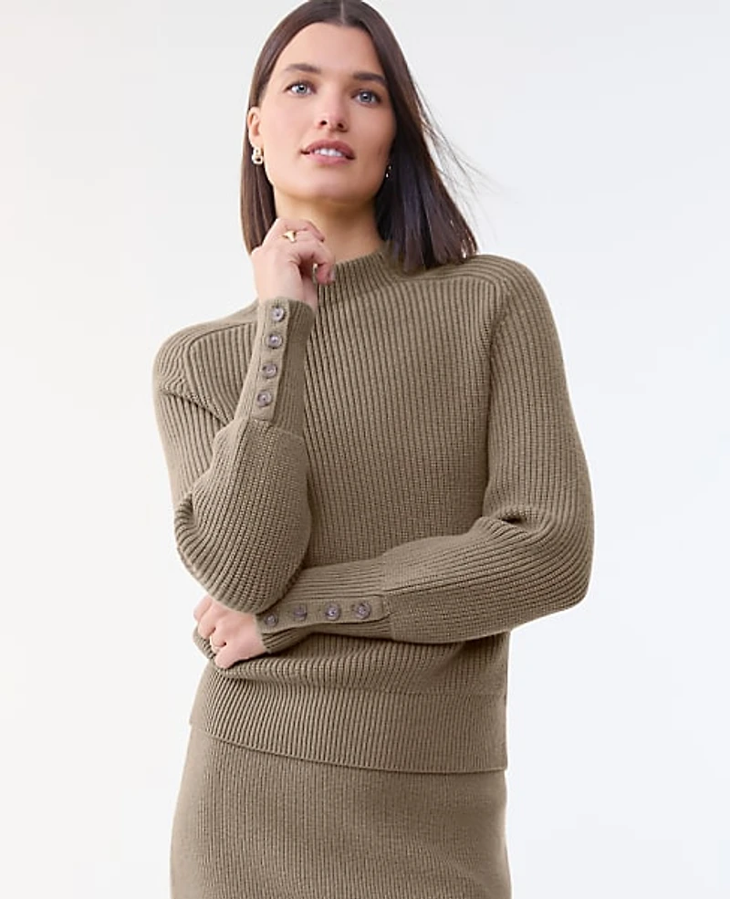 Ann Taylor Ribbed Button Sweater Women's