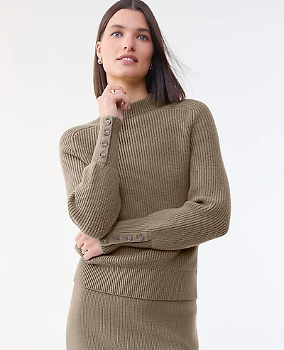 Ann Taylor Ribbed Button Sweater Women's