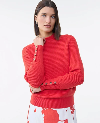 Ann Taylor Ribbed Button Sweater Women's