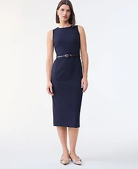 Ann Taylor The Belted Crew Neck Sheath Dress Seasonless Stretch Deep Navy Sky Women's