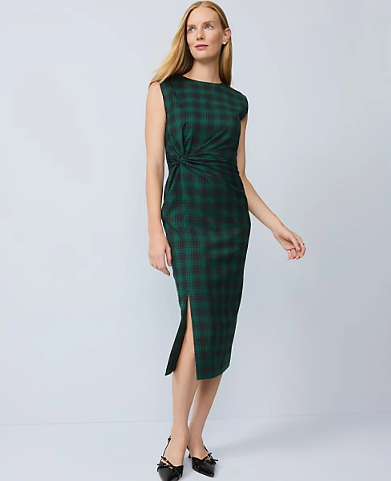 Ann Taylor Plaid Twist Sheath Dress Ponderosa Pine Women's