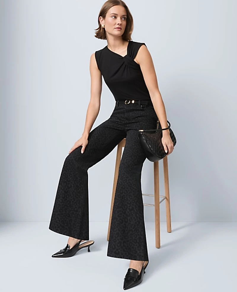 Ann Taylor The Wide-Leg Jean Animal Print Black Women's