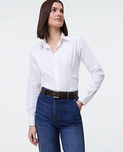 Ann Taylor Fitted Button Down Shirt Size 00 White Women's