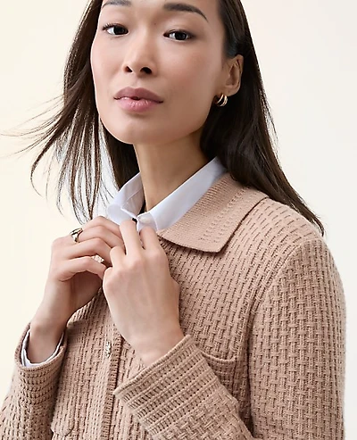 Ann Taylor Textured Stitch Sweater Jacket Women's