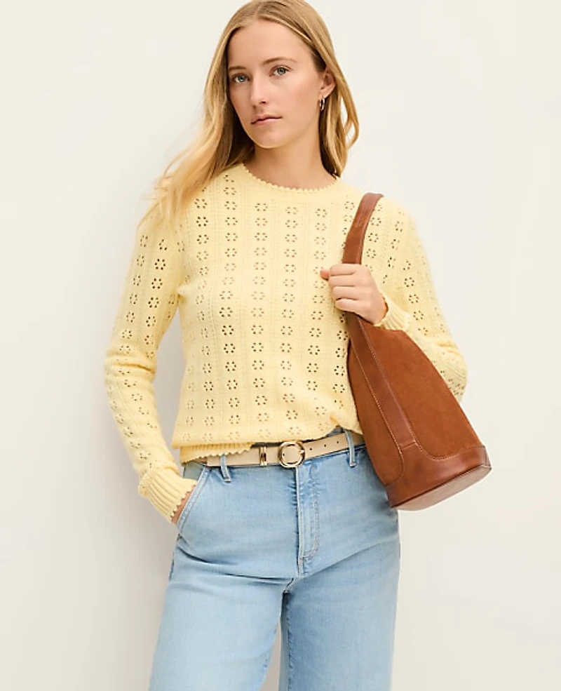 Ann Taylor Cozy Pointelle Sweater 2XS Women's