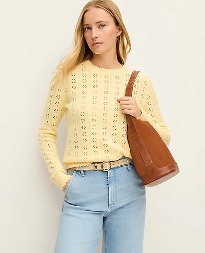 Ann Taylor Cozy Pointelle Sweater 2XS Women's