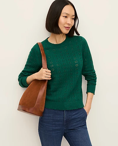 Ann Taylor Cozy Pointelle Sweater Women's
