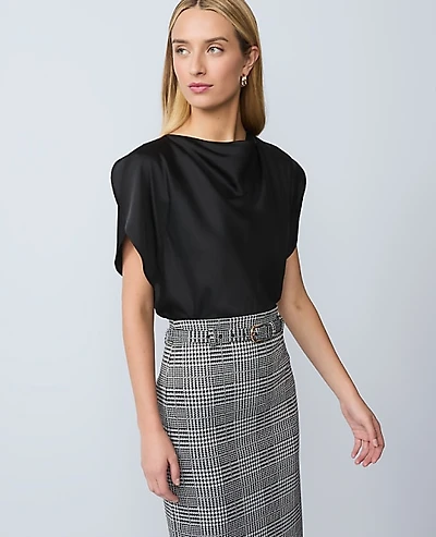 Ann Taylor Petite Draped Satin Blouse Women's