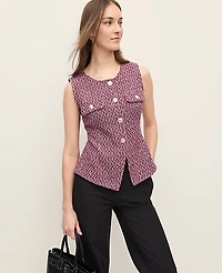 Ann Taylor The Cutaway Vest Tweed Speckled Pink Women's