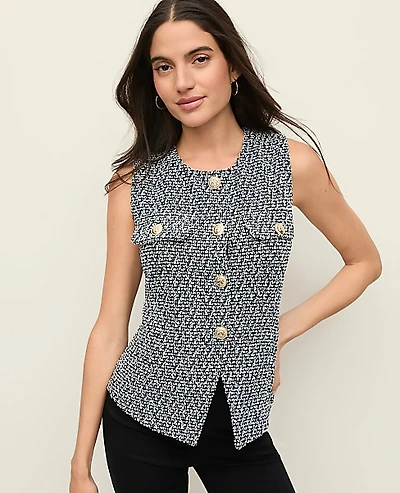 Ann Taylor The Cutaway Vest Tweed Women's
