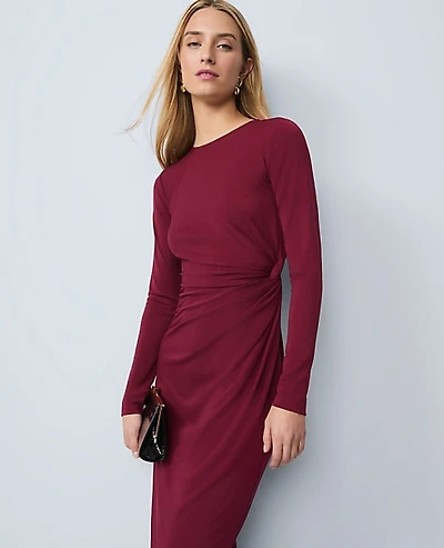 Ann Taylor Petite Crew Neck Twist Sheath Dress Women's