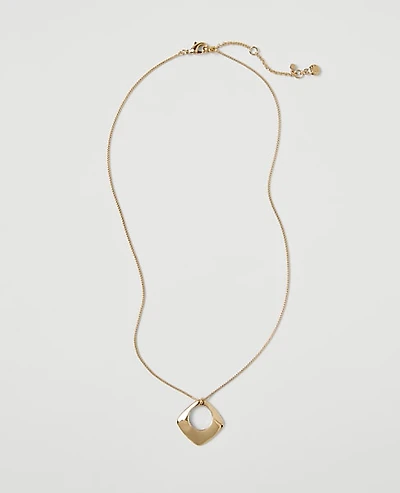Ann Taylor Open Square Pendant Necklace Goldtone Women's