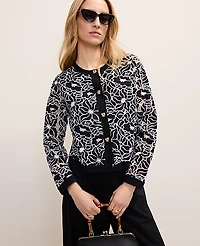 Ann Taylor Mixed Media Cardigan Black Women's