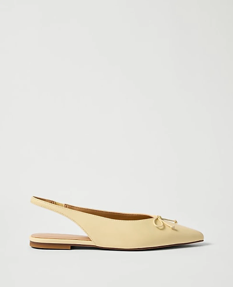 Ann Taylor Weekend Leather Bow Slingback Flat Sun Soaked Women's