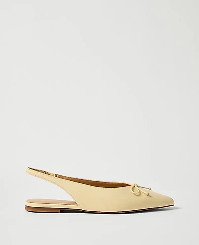 Ann Taylor Weekend Leather Bow Slingback Flat Sun Soaked Women's