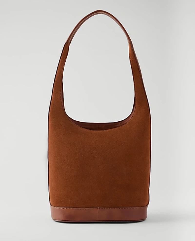 Ann Taylor Suede Tote Midnight Mahogany Women's