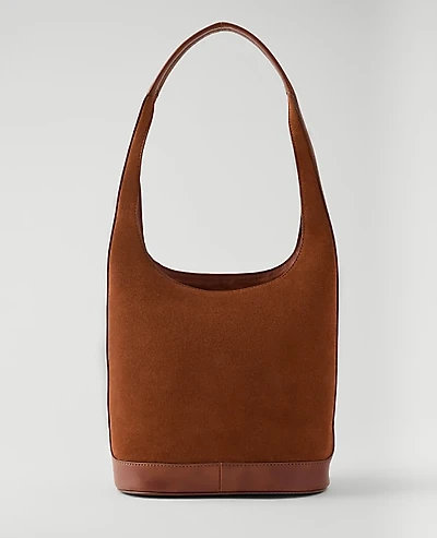 Ann Taylor Suede Tote Midnight Mahogany Women's