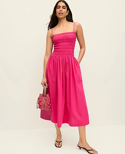 Ann Taylor Smocked Flare Maxi Dress Women's
