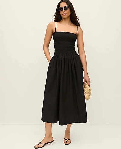 Ann Taylor Smocked Flare Maxi Dress Women's