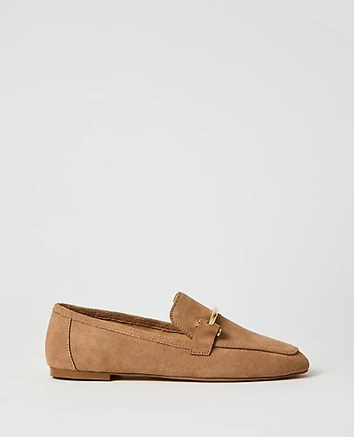 Ann Taylor Chain Embellished Suede Loafer Women's