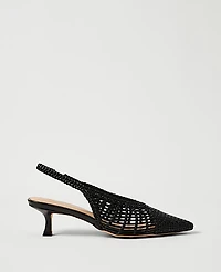 Ann Taylor Woven Nip Toe Slingback Pump Black Women's