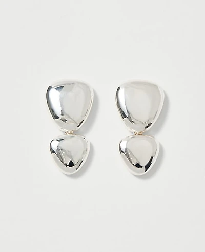 Ann Taylor Double Disc Drop Earrings Silvertone Women's